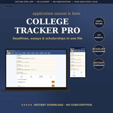 College Application & Scholarship Tracker Pro