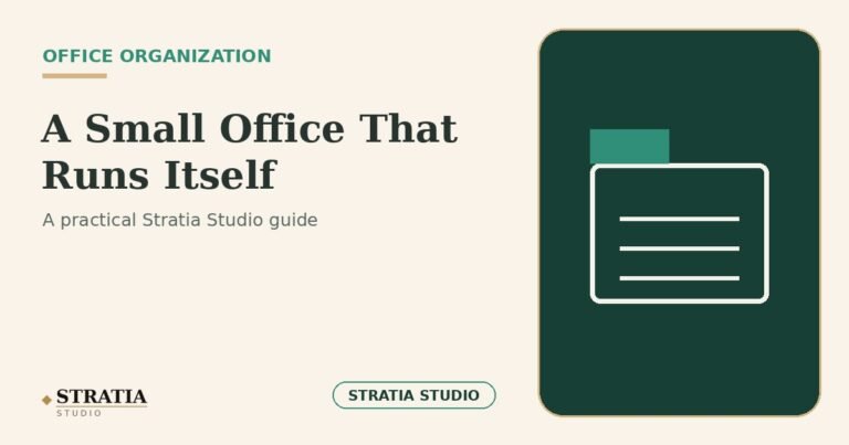 Featured image for a guide on building a small office organization system