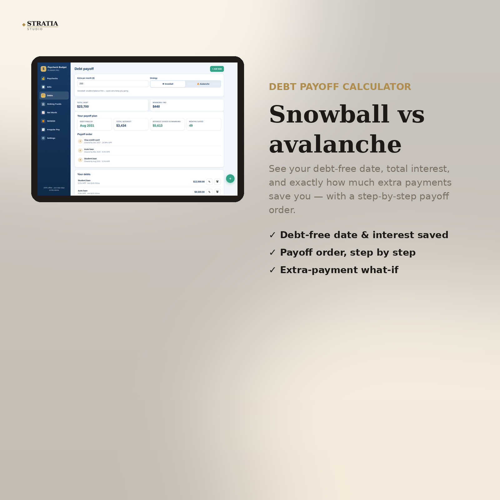 Paycheck Budget Planner Pro: Offline Budget App with Bill Tracker & Debt Payoff Calculator - Image 4