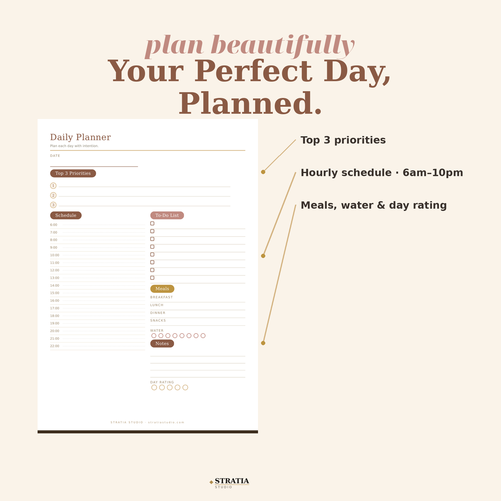 Printable Planner Bundle: 12 Undated Pages — Daily, Weekly, Monthly, Budget & Habit Tracker - Image 2