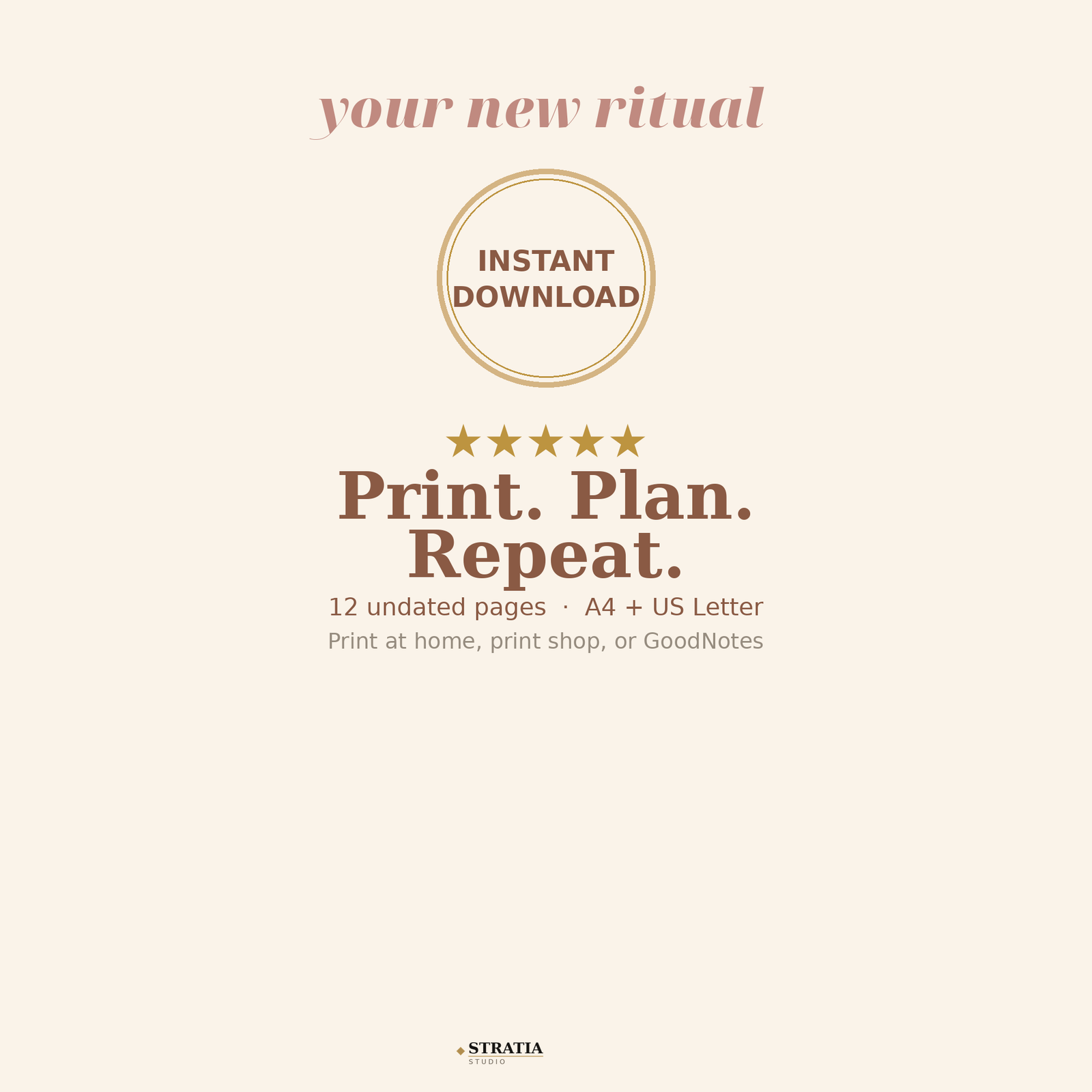 Printable Planner Bundle: 12 Undated Pages — Daily, Weekly, Monthly, Budget & Habit Tracker - Image 8
