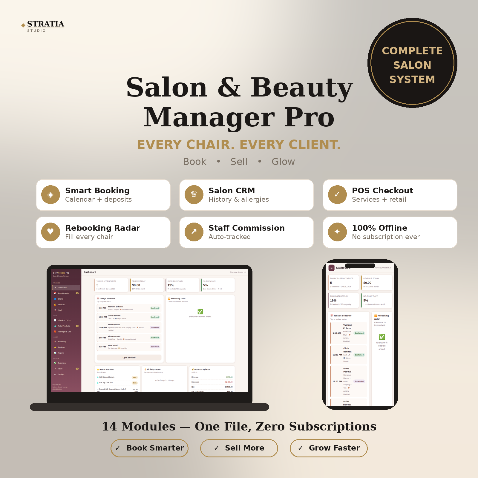 Salon & Beauty Manager Pro — Appointments, Salon CRM, Staff & Invoices