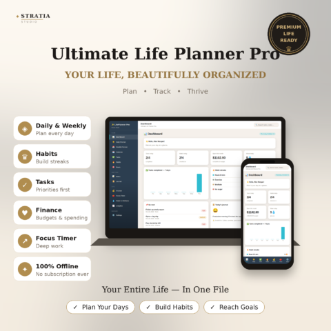 Ultimate Life Planner Pro — Daily, Weekly & Monthly Organizer with Habits