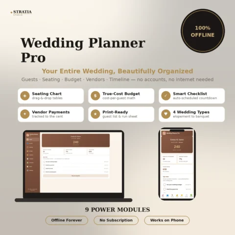 Wedding Planner Pro — Offline Wedding Planning App: Seating Chart, Guest List, Budget Tracker