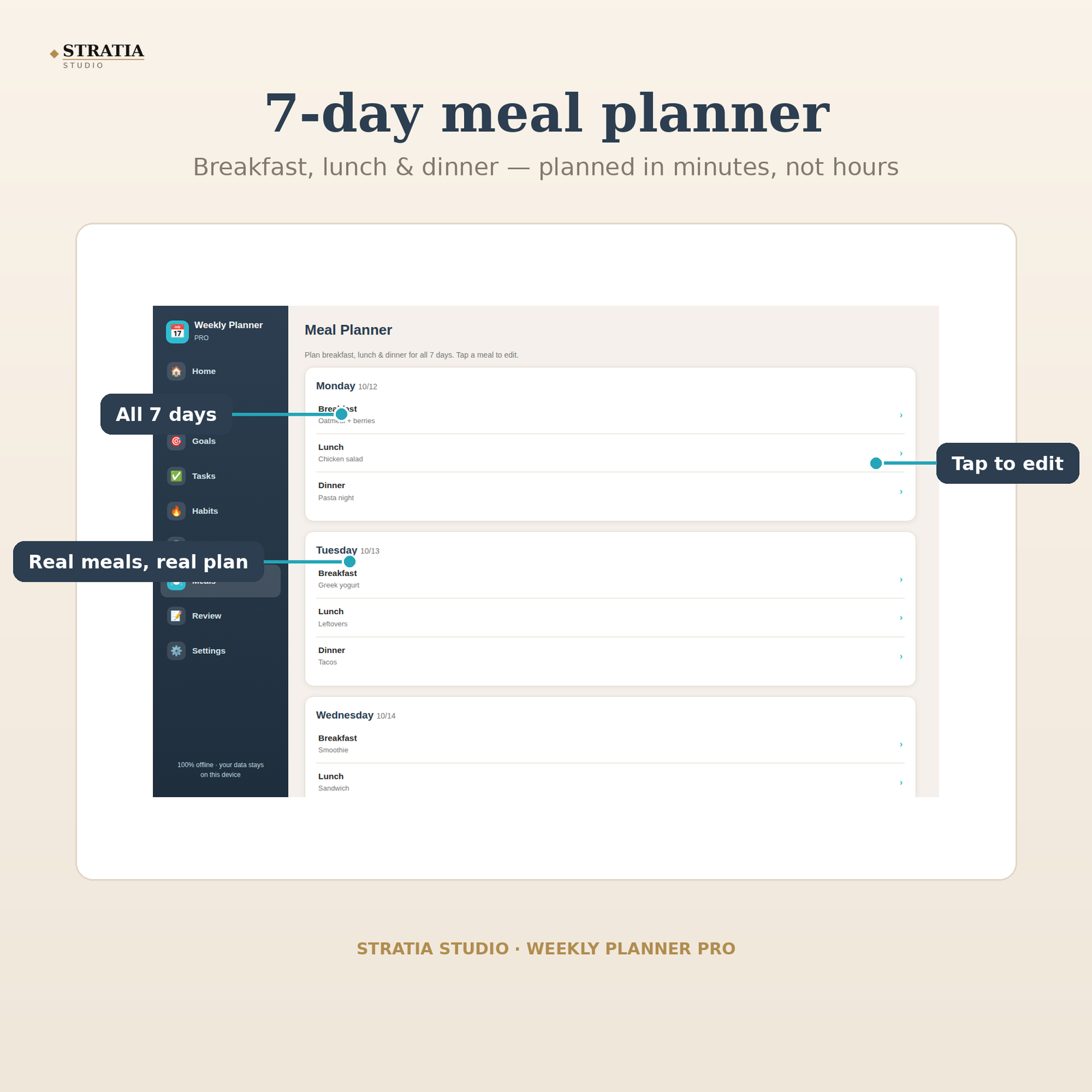 Weekly Planner Pro: Week-at-a-Glance Digital Planner + Meal Planner | Phone-First, 100% Offline - Image 4